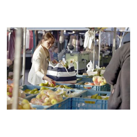 Bolsa de poliéster 600D azul/blanco | sin montaje de publicidad | no disponible | no disponible