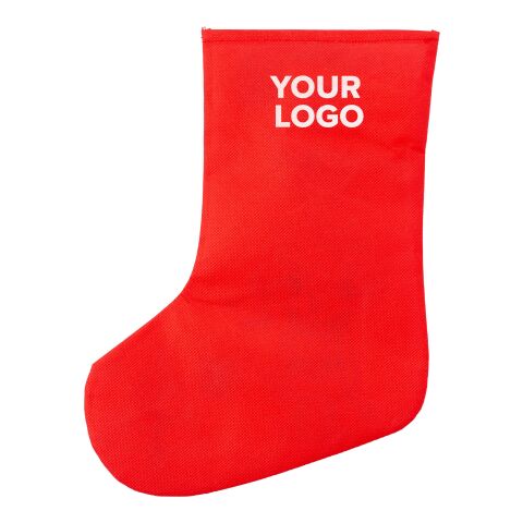 Calcetín navideño de nonwoven (80gr / m²) rojo/blanco | sin montaje de publicidad | no disponible | no disponible