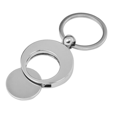 Llavero metálico con moneda para el carro de la compra. plata | sin montaje de publicidad | no disponible | no disponible