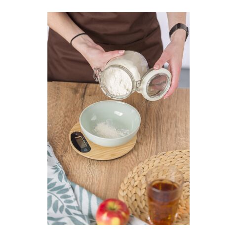 Báscula de cocina de bambú marrón | sin montaje de publicidad | no disponible | no disponible