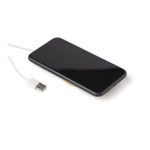 Cargador inalámbrico de bambú marrón claro | sin montaje de publicidad | no disponible | no disponible