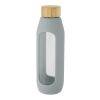 Botella de vidrio borosilicato de 600 ml con agarre de silicona "Tidan" Estándar | Gris | sin montaje de publicidad | no disponible | no disponible