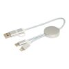 Cable 5 en 1 de aluminio y plástico reciclado de 30&nbsp;cm para sincronización de datos y carga rápida de 27&nbsp;W "Alasia" Estándar | Plateado | sin montaje de publicidad | no disponible | no disponible