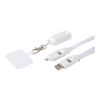 Lanyard de plástico reciclado para smartphone con sincronización de datos integrada y cable 5 en 1 de carga rápida de 65 W "Franz" Estándar | Blanco | sin montaje de publicidad | no disponible | no disponible | no disponible