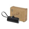 Batería externa tipo-C de plástico reciclado de 5000&nbsp;mAh y 10&nbsp;W con soporte abatible incorporado y cable 2 en 1 "Alnair" Negro intenso
