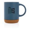 Taza de cerámica con base de corcho azul | sin montaje de publicidad | no disponible | no disponible
