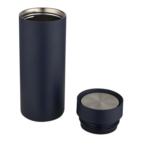 Botella de 650 ml de acero inoxidable reciclado con certificado RCS de doble pared con 3 tapas &quot;Iluminate&quot; Estándar | Azul profundo | sin montaje de publicidad | no disponible | no disponible