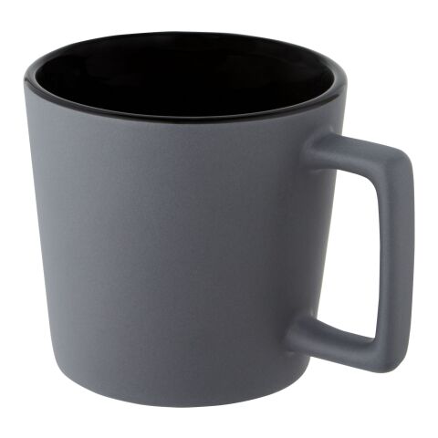 Taza de cerámica de 370 ml con acabado mate &quot;Cali&quot; Estándar | Negro intenso-Gris | sin montaje de publicidad | no disponible | no disponible