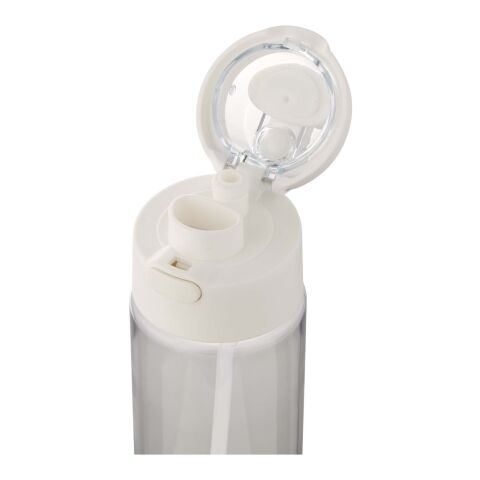 Botella de agua Theron de 700 ml de plástico reciclado RCS con tapa de doble función y pajita abatible blanco