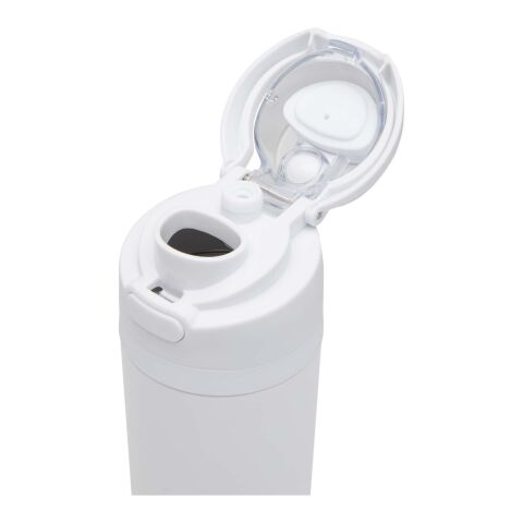 Botella de agua Theron de 800 ml de acero inoxidable de pared simple reciclado (RCS), con tapa de doble función y pajita abat blanco