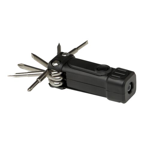 Set de destornilladores de plástico reciclado 8 en 1 RCS con linterna "Octo" Negro intenso