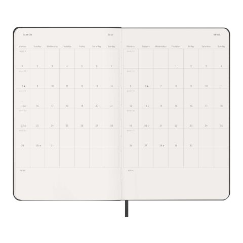 Planificador semanal L con tapa dura de 12 meses "Moleskine" Estándar | Negro intenso | sin montaje de publicidad | no disponible | no disponible