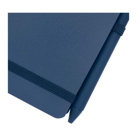 Libreta de tapa dura A6 de plástico procedente del océano con bolígrafo "Thalaasa" (tinta negra) Estándar | Azul océano | sin montaje de publicidad | no disponible | no disponible