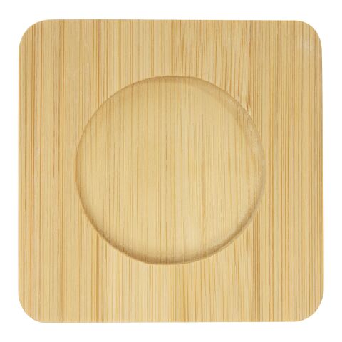 Dos tazas de vidrio de doble pared de 100 ml con posavasos de bambú &quot;Manti&quot; Estándar | Transparente-Natural | sin montaje de publicidad | no disponible | no disponible