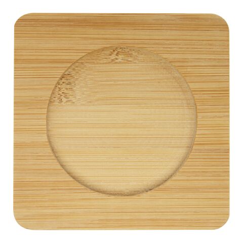 Dos tazas de vidrio de doble pared de 350 ml con posavasos de bambú &quot;Manti&quot; Estándar | Transparente-Natural | sin montaje de publicidad | no disponible | no disponible