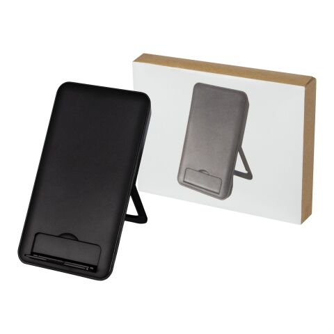 Base de carga inalámbrica de plástico reciclado de 10 W con soporte para teléfono &quot;Loop&quot; Estándar | Negro | sin montaje de publicidad | no disponible | no disponible