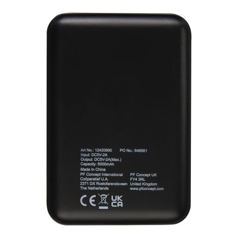 Batería externa retroiluminada ultradelgada de 5000 mAh &quot;Gleam&quot; Estándar | Negro | sin montaje de publicidad | no disponible | no disponible