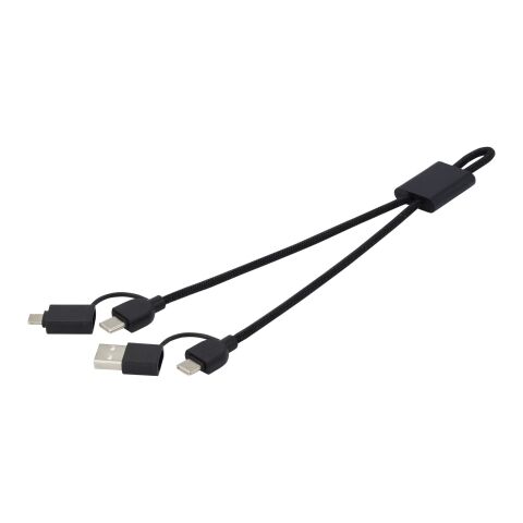 Cable de carga rápida 6 en 1 de 45 W en aluminio reciclado con certificación RCS &quot;Connect&quot; Estándar | Negro | sin montaje de publicidad | no disponible | no disponible