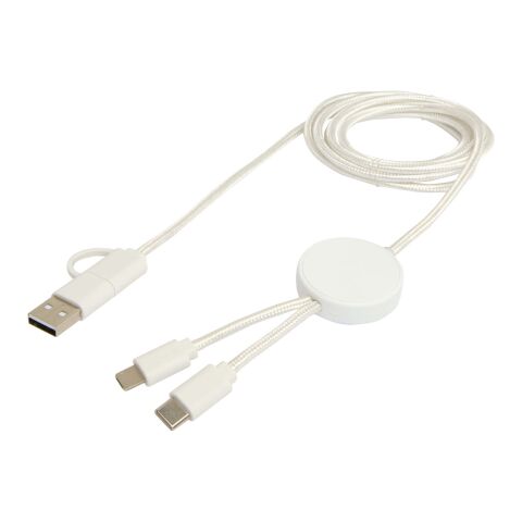 Cable 5 en 1 de plástico reciclado de 30 cm para sincronización de datos y carga rápida de 27 W &quot;Citala&quot; Estándar | blanco | sin montaje de publicidad | no disponible | no disponible