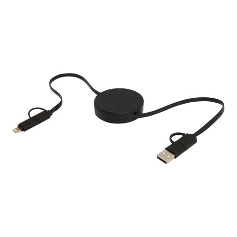 Cable retráctil 5 en 1 de plástico reciclado de 90 cm para sincronización de datos y carga rápida de 40 W &quot;Citala&quot; Estándar | negro | sin montaje de publicidad | no disponible | no disponible