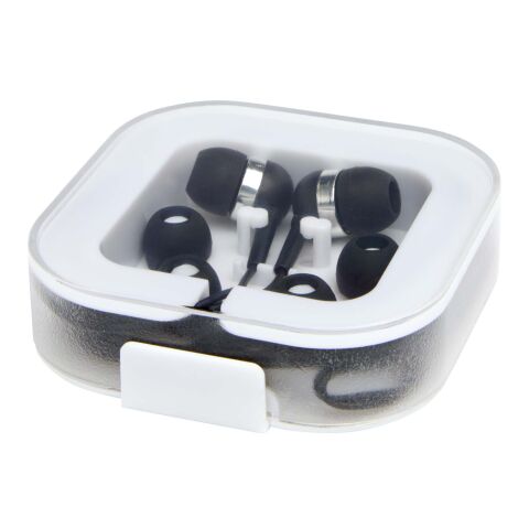 Auriculares tipo C con cable y caja de plástico reciclado "Baekdu" Estándar | Negro intenso | sin montaje de publicidad | no disponible | no disponible