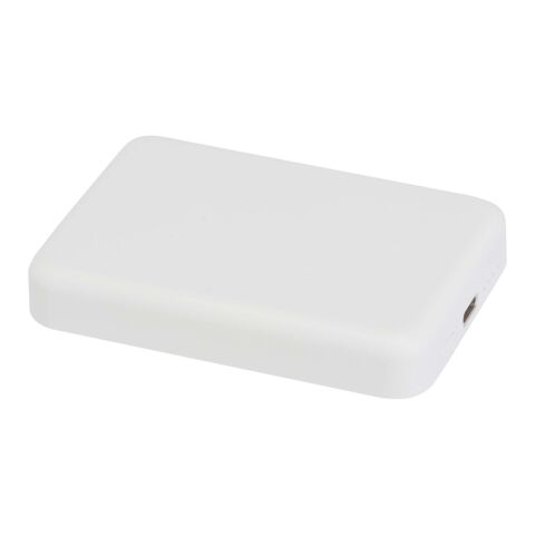 Batería externa inalámbrica magnética de 5000&nbsp;mAh y 15&nbsp;W con PD de 20&nbsp;W fabricada con plástico reciclado "Acrab" Estándar | Blanco | sin montaje de publicidad | no disponible | no disponible