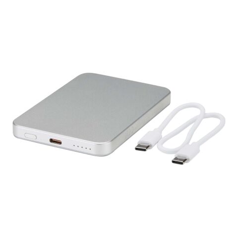 Batería externa magnética Avis de 5000 mAh fabricada con aluminio reciclado RCS Plata