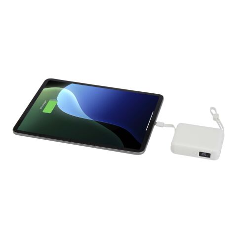 Batería externa para tableta de 10 000 mAh y 35 W con cable tipo C integrado y fabricada con plástico reciclado &quot;Acrux&quot; Estándar | Blanco | sin montaje de publicidad | no disponible | no disponible
