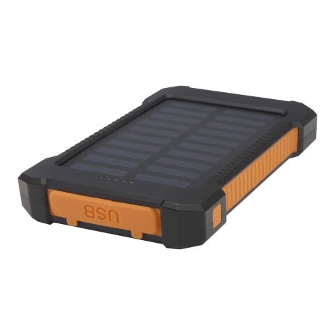 Batería externa solar de 5000 mAh y 10 W de plástico reciclado robusto con linterna incorporada &quot;Altair&quot; Estándar | Negro intenso | sin montaje de publicidad | no disponible | no disponible