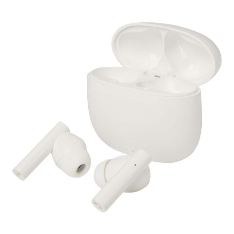 Auriculares True Wireless Bluetooth® de plástico reciclado con almohadillas de silicona "Alterf" Estándar | Blanco | sin montaje de publicidad | no disponible | no disponible