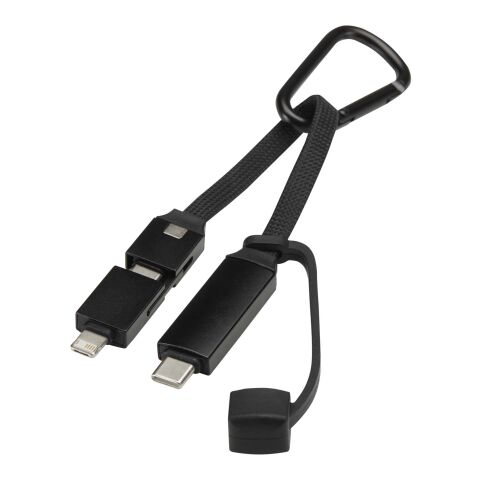 Cable de carga Algieba de 65 W, 3 en 1, de aluminio reciclado con mosquetón Negro