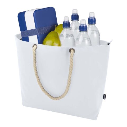 Bolsa de playa refrigeradora de material reciclado GRS con asas de cuerda &quot;Panama&quot; Estándar | blanco | sin montaje de publicidad | no disponible | no disponible