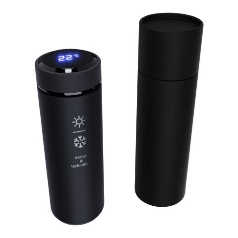 SCX.design D10 Botella con aislamiento térmico Estándar | Negro | Grabado | frontal | 25 mm x 100 mm