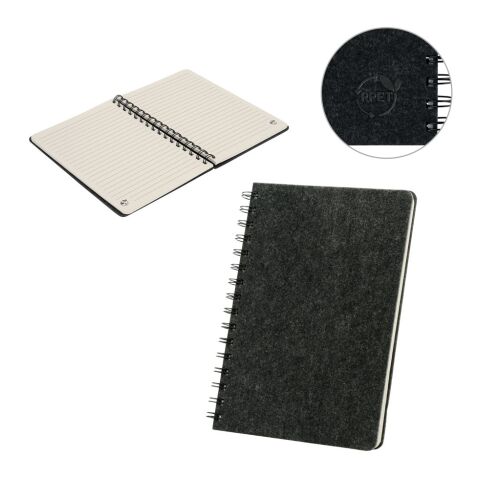 MISHIMA. Cuaderno A5 con tapa semidura de fieltro reciclado (100% rPET) con anillas y páginas rayadas Impresión De Pantalla 1 color
