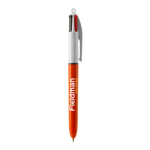 BIC® 4 Colours Fine bolígrafo Blanco-naranja | Impresión De Pantalla 1 color | Cuerpo-Centrado al Clip | 30.00 mm x 43.00 mm