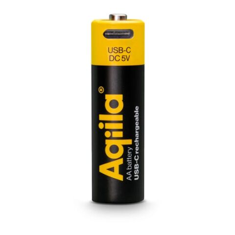 Paquete de 4 pilas AA recargables Aqiila con conexión USB-C de 2000 mAh Negro