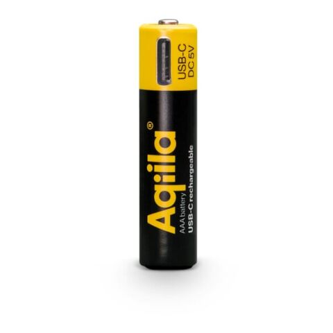 Baterías recargables Aqiila USB-C AAA de 600 mAh, paquete de 4 Negro