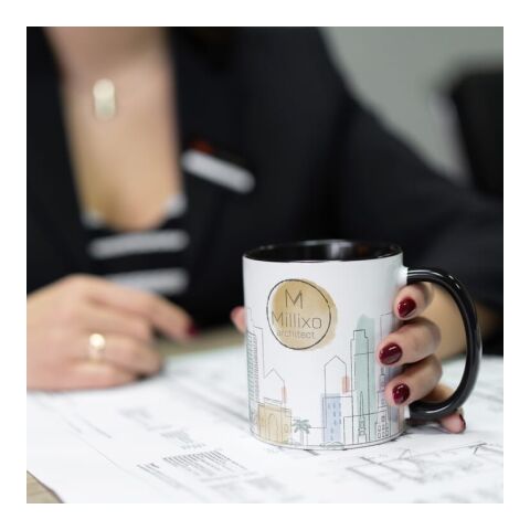 Taza subli Oslo color interior y asa 300ml Blanco-Negro | sin montaje de publicidad | no disponible | no disponible | no disponible