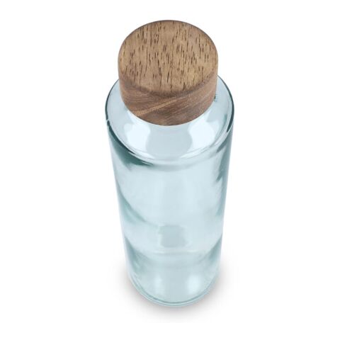 Botella de agua de vidrio reciclado InSideOut ReuuZ con tapón de madera 650 ml Transparente