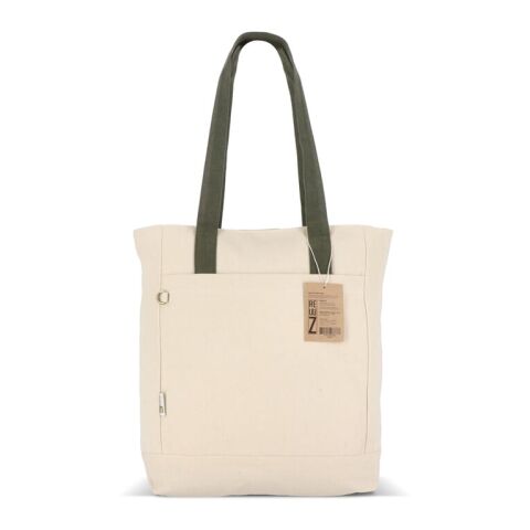 Bolsa carrier Canvas InSideOut Reuuz 33 x 42 x 10 cm Ecru-Verde oliva