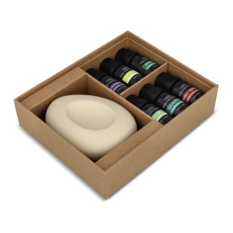 InsideOut Aroma Pebble Set de regalo con 6 aceites esenciales Ecru