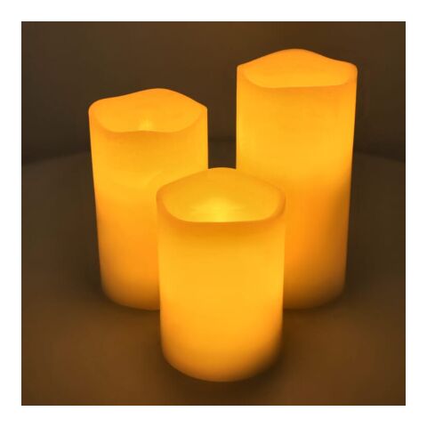 Juego de 3 velas de cera LED Koselys (funcionan con pilas) Crema