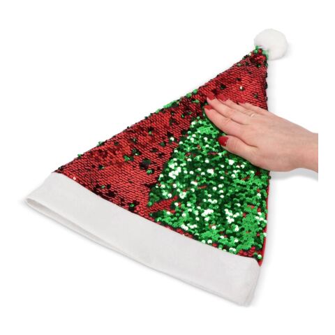 Gorro de Navidad de lentejuelas bicolor Rojo / Blanco-Verde | sin montaje de publicidad | no disponible | no disponible
