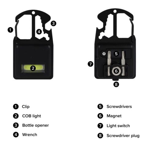 Multiherramienta compacta en R-ABS y metal 7 funciones Negro
