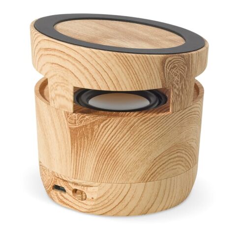 Altavoz con aspecto de madera de 3 W y cargador inalámbrico de 5 W Natural | sin montaje de publicidad | no disponible | no disponible | no disponible