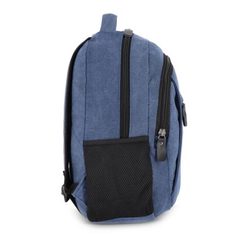 Mochila de lona de algodón reciclado Harper Azúl oscuro | Etiqueta Digital | on the pocket | 140 mm x 140 mm | no disponible