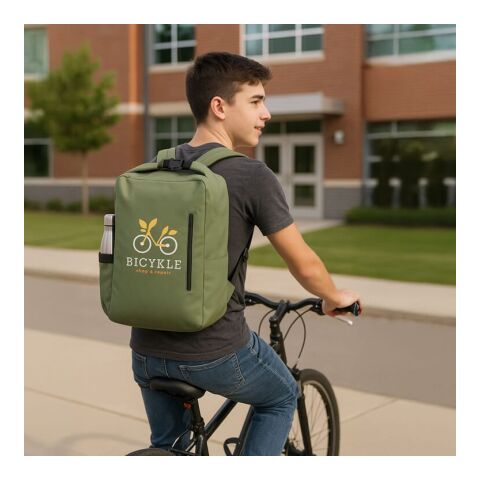 R-PET 600D Mochila con hebilla enrollable 20L Verde oliva | sin montaje de publicidad | no disponible | no disponible