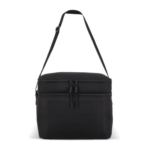 Bolsa térmica con doble compartimento R-PET 600D, 30 x 20 x 25 cm, 15 litros Negro