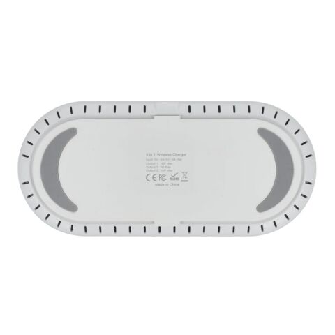 Cargador inalámbrico rápido 3 en 1 de 15 W para teléfono, Apple Watch y AirPods. Blanco