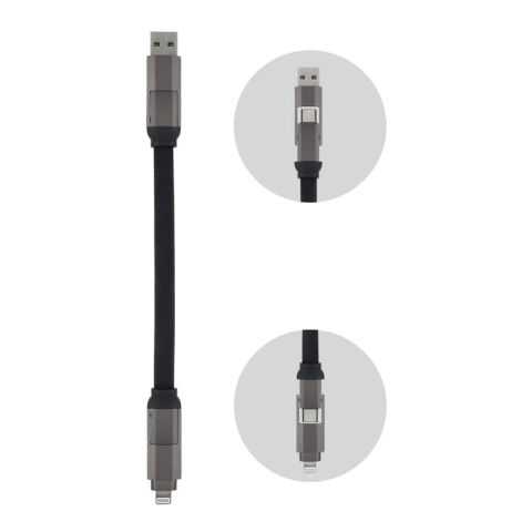 Cable multifunción 4 en 1 OTG tamaño llavero 60W Negro